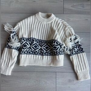 H&M Fringe Trimmed Sweater, Small